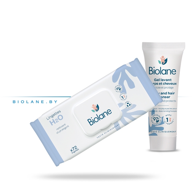 Детские очищающие влажные салфетки Biolane + пробник 15 мл в подарок